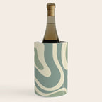 Modern Retro Liquid Swirl Abstract in Eucalyptus Green Wine Chiller Gallery Image 1