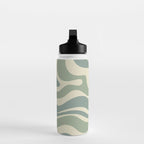 Modern Retro Liquid Swirl Abstract in Eucalyptus Green Water Bottle Gallery Image 3