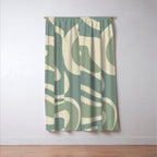 Modern Retro Liquid Swirl Abstract in Eucalyptus Green Window Curtain Gallery Image 3