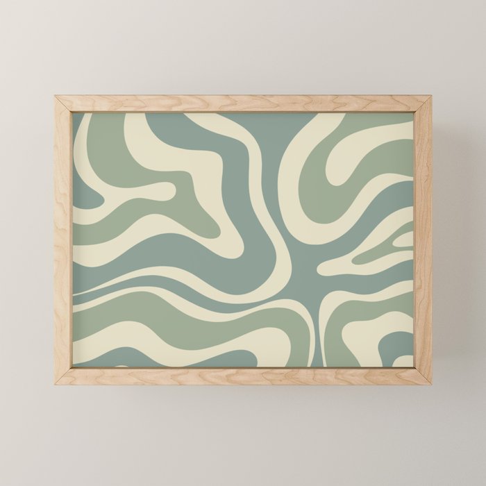 Modern Retro Liquid Swirl Abstract in Eucalyptus Green Mini Art Print Gallery Image 1