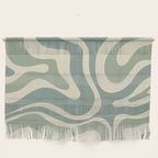 Modern Retro Liquid Swirl Abstract in Eucalyptus Green Wall Hanging Gallery Image 1
