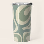 Modern Retro Liquid Swirl Abstract in Eucalyptus Green Travel Mug Gallery Image 2