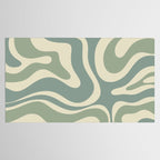 Modern Retro Liquid Swirl Abstract in Eucalyptus Green Tablecloth Gallery Image 2
