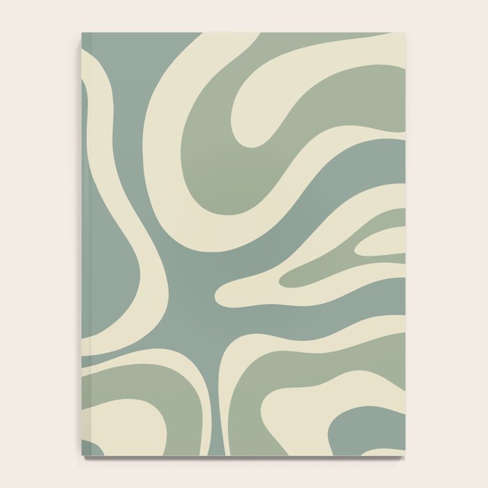 Modern Retro Liquid Swirl Abstract in Eucalyptus Green Notebook Gallery Image 4