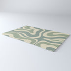 Modern Retro Liquid Swirl Abstract in Eucalyptus Green Rug Gallery Image 3