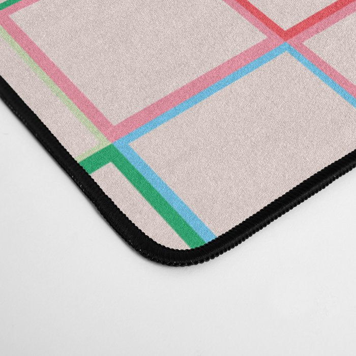 Pastel Color Square Pattern Checkered Desk Mat Gallery Image 4