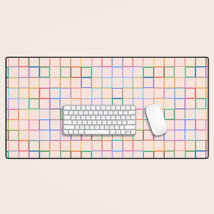 Pastel Color Square Pattern Checkered Desk Mat Gallery Image 1