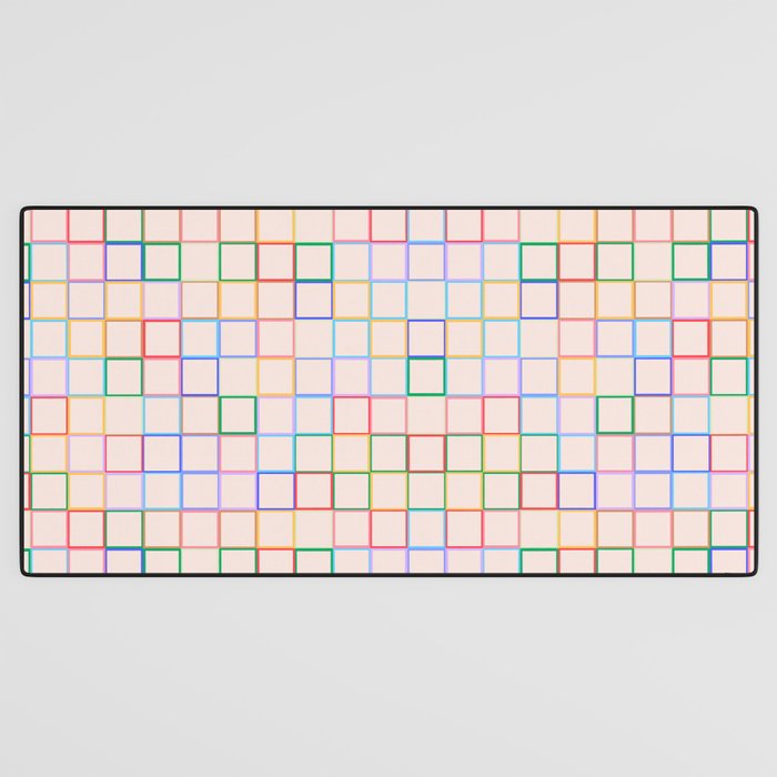 Pastel Color Square Pattern Checkered Desk Mat Gallery Image 3
