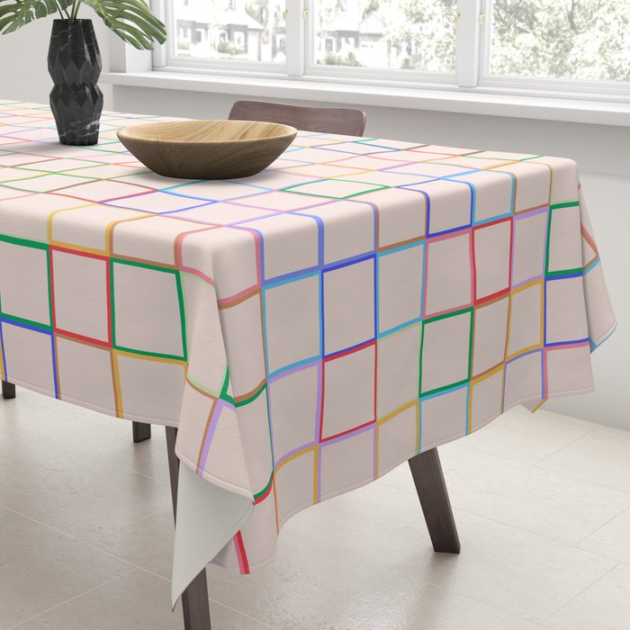 Pastel Color Square Pattern Checkered Tablecloth Gallery Image 3