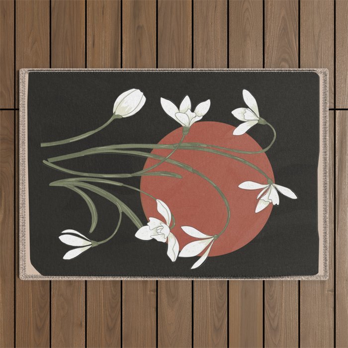Beautiful Snowdrop Flowers 1 Outdoor Rug Gallery Image 1