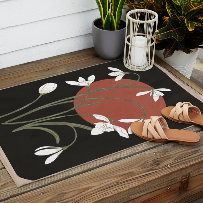 Beautiful Snowdrop Flowers 1 Outdoor Rug Gallery Image 2