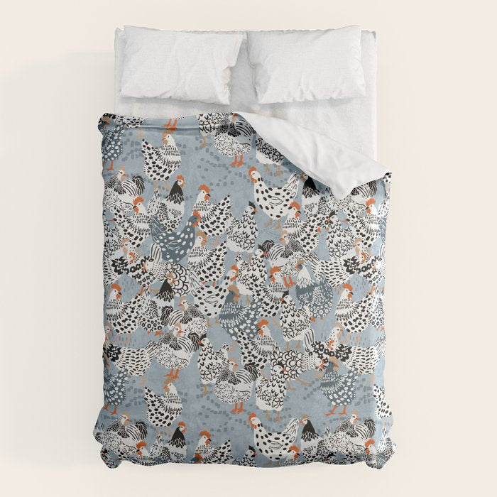 Favorite chickens blue Duvet Cover Gallery Image 1