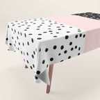 Pink white black watercolor polka dots Tablecloth Gallery Image 1