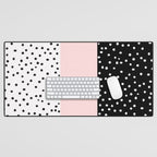 Pink white black watercolor polka dots Desk Mat Gallery Image 1