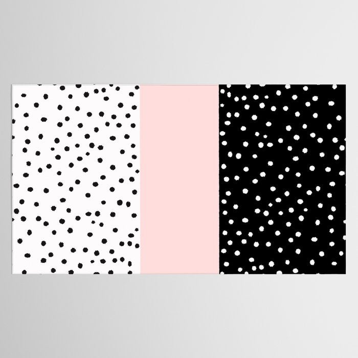 Pink white black watercolor polka dots Tablecloth Gallery Image 2