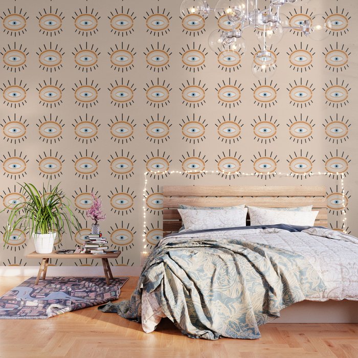 Retro evil eye - earthy Wallpaper Gallery Image 3