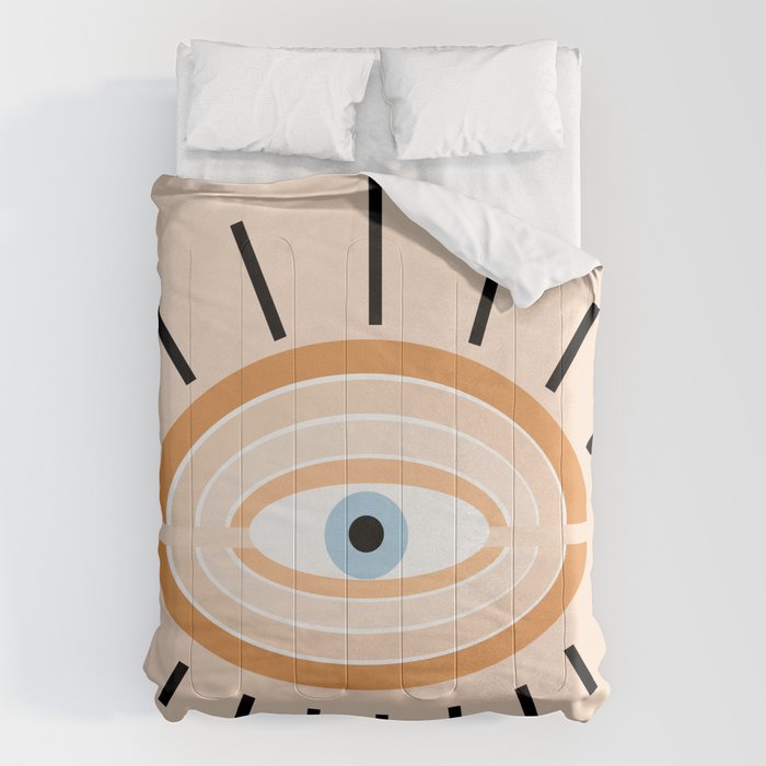 Retro evil eye - earthy Comforter Gallery Image 1