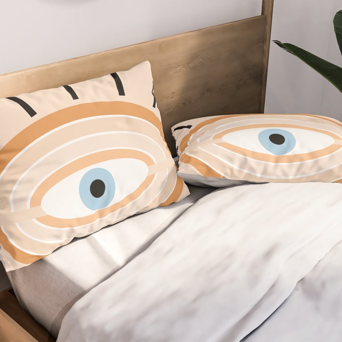 Retro evil eye - earthy Pillow Sham Gallery Image 2