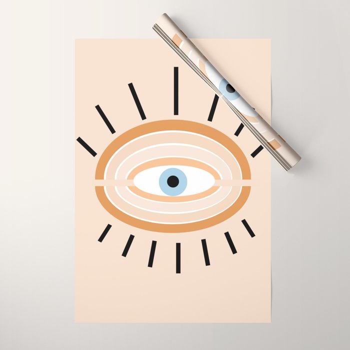 Retro evil eye - earthy Wrapping Paper Gallery Image 1
