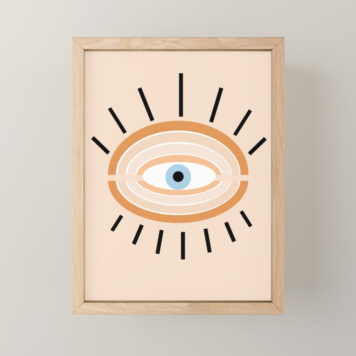 Retro evil eye - earthy Mini Art Print Gallery Image 1