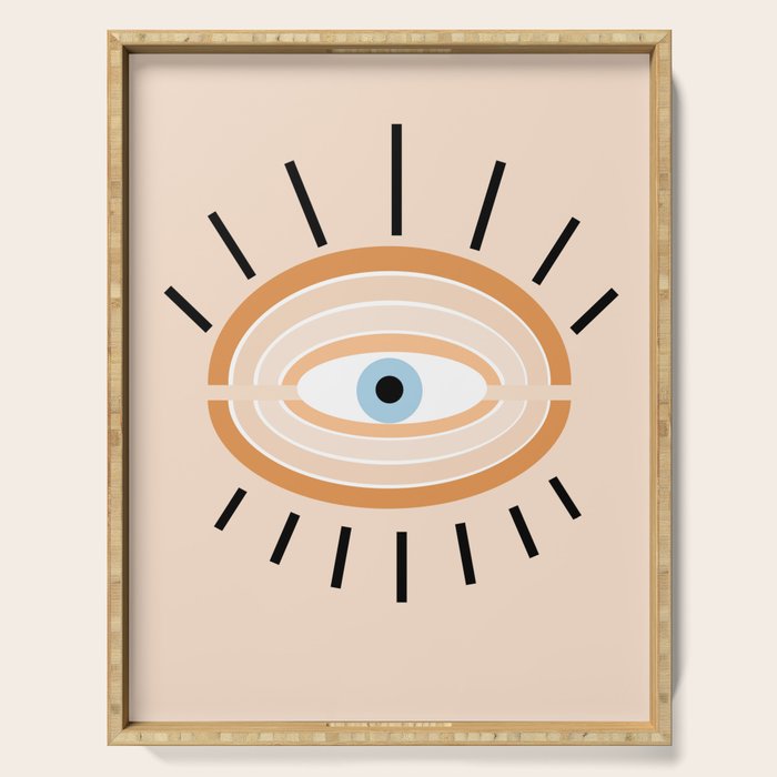 Retro evil eye - earthy Serving Tray Gallery Image 1