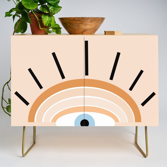 Retro evil eye - earthy Credenza Gallery Image 1