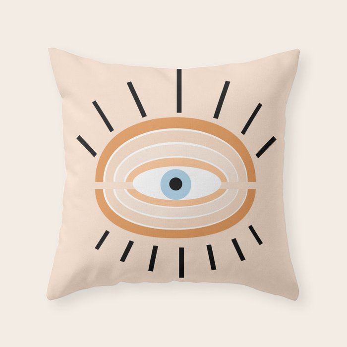 Retro evil eye - earthy Throw Pillow Gallery Image 6