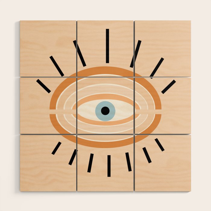 Retro evil eye - earthy Wood Wall Art Gallery Image 1