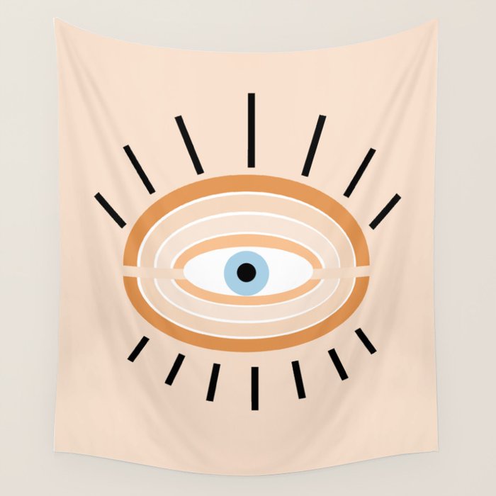 Retro evil eye - earthy Wall Tapestry Gallery Image 4