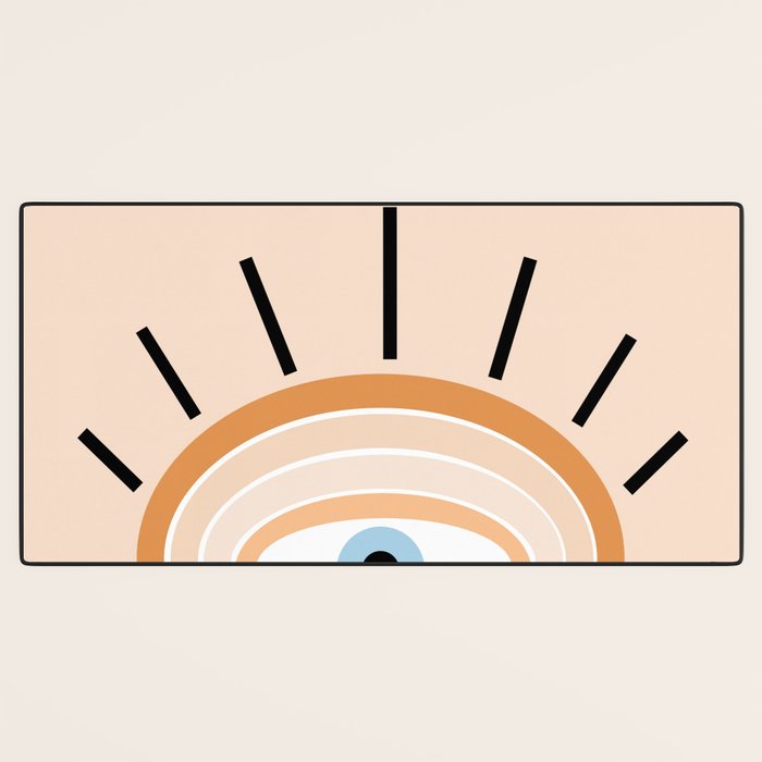 Retro evil eye - earthy Desk Mat Gallery Image 3