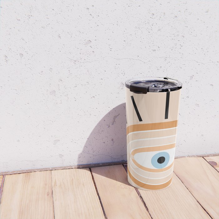 Retro evil eye - earthy Travel Mug Gallery Image 4