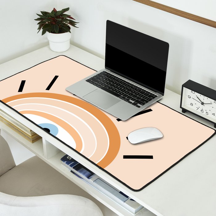 Retro evil eye - earthy Desk Mat Gallery Image 2