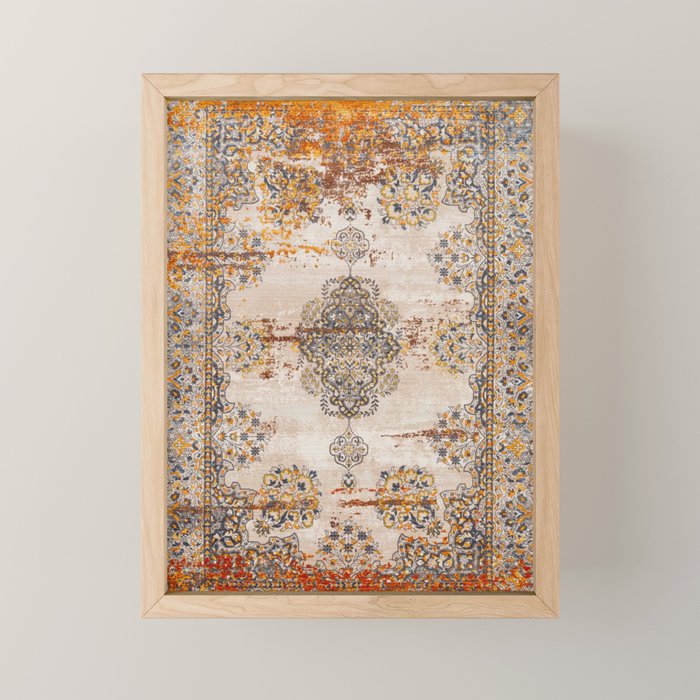 Orange Vintage Rug Design Mini Art Print Gallery Image 1