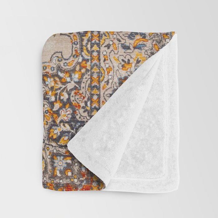 Orange Vintage Rug Design Throw Blanket Gallery Image 3