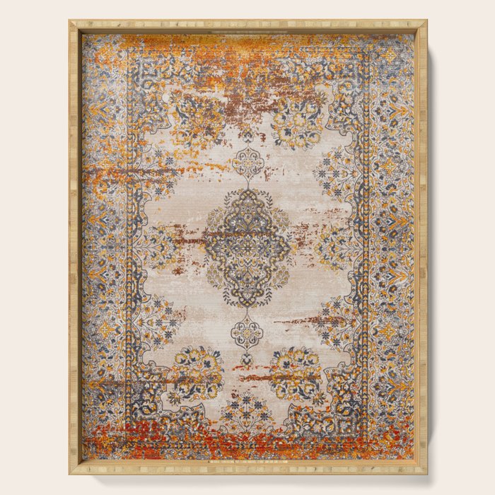 Orange Vintage Rug Design Serving Tray Gallery Image 1