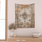 Orange Vintage Rug Design Wall Tapestry Gallery Image 2