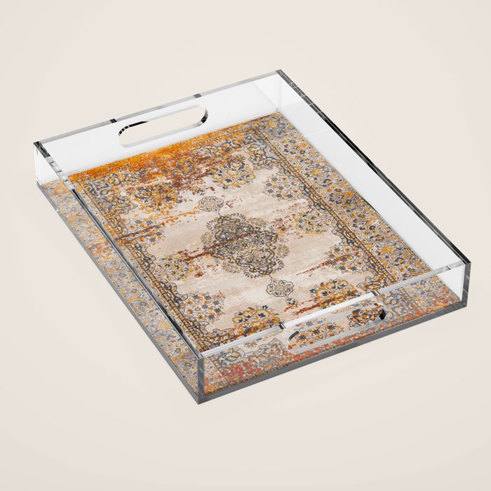 Orange Vintage Rug Design Acrylic Tray Gallery Image 1