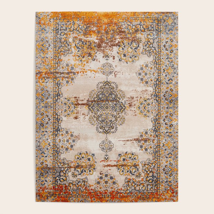 Orange Vintage Rug Design Poster Gallery Image 4