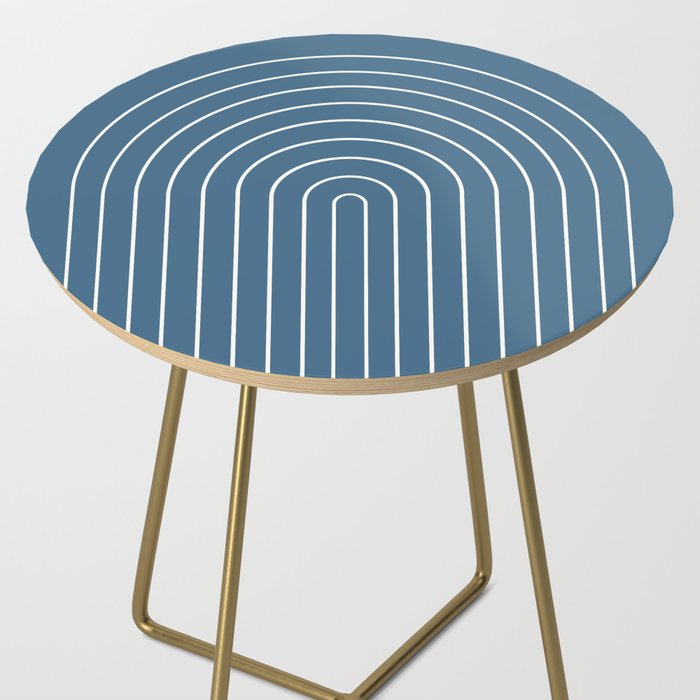 Minimal Arch XXXIV Nautical Blue Modern Geometric Lines Side Table Gallery Image 2
