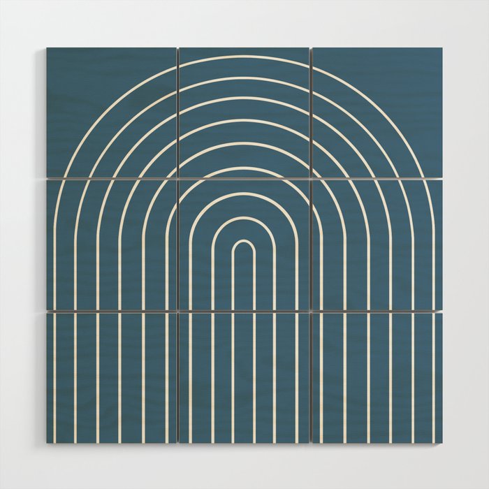Minimal Arch XXXIV Nautical Blue Modern Geometric Lines Wood Wall Art Gallery Image 1