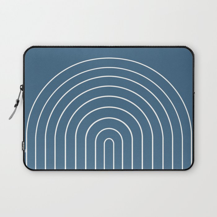 Minimal Arch XXXIV Nautical Blue Modern Geometric Lines Laptop Sleeve Gallery Image 1