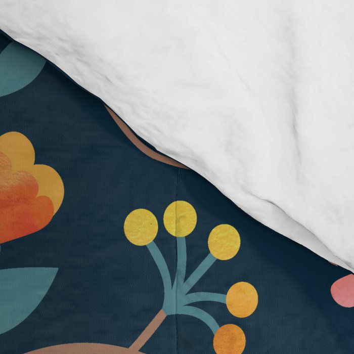Folk Forest Scandinavian Birds Comforter Gallery Image 4