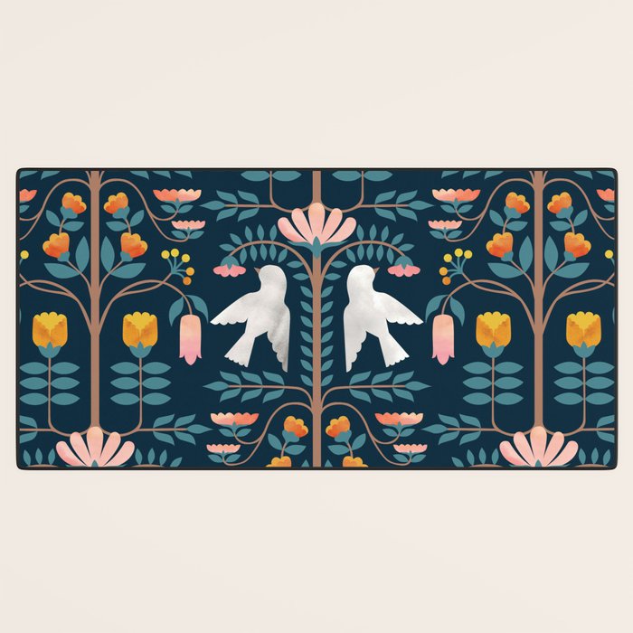 Folk Forest Scandinavian Birds Desk Mat Gallery Image 3