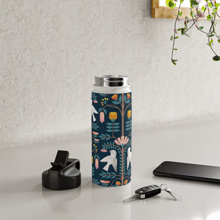 Folk Forest Scandinavian Birds Water Bottle Gallery Image 4