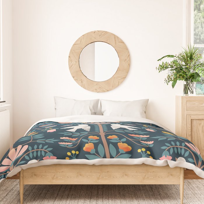 Folk Forest Scandinavian Birds Duvet Cover Gallery Image 3