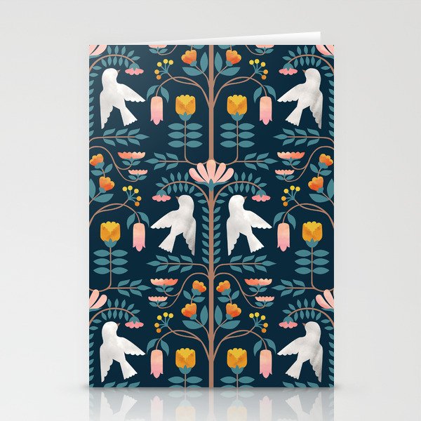 Folk Forest Scandinavian Birds Stationery Card Gallery Image 1