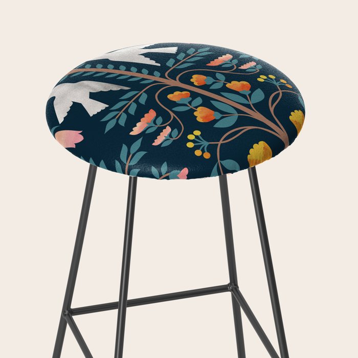 Folk Forest Scandinavian Birds Stool Gallery Image 2