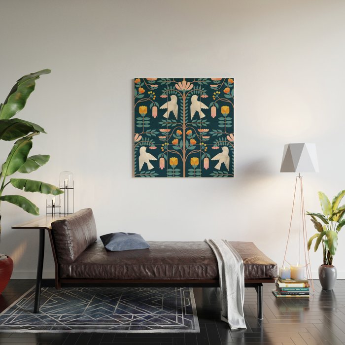 Folk Forest Scandinavian Birds Wood Wall Art Gallery Image 2