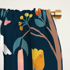Folk Forest Scandinavian Birds Window Curtain Gallery Image 2