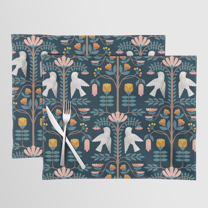 Folk Forest Scandinavian Birds Placemat Gallery Image 1